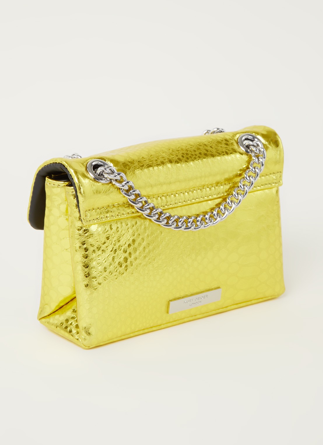 Kurt Geiger Kensington Mini X schoudertas van leer met metallic finish - achterkant 3 geel