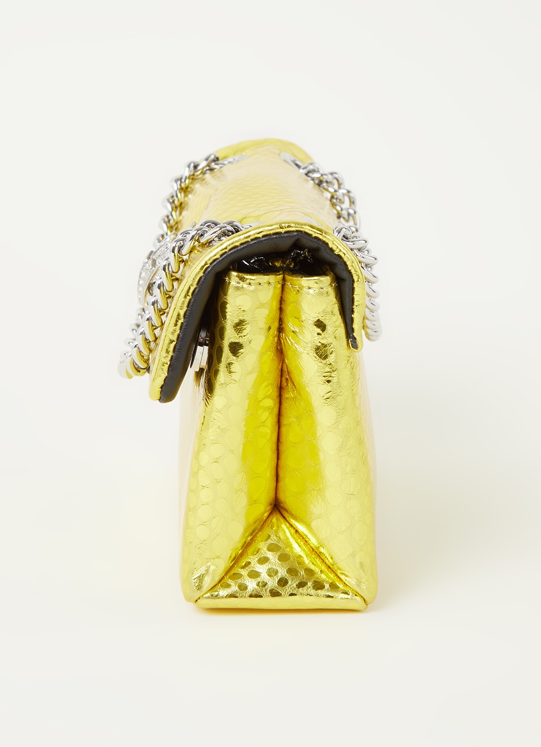 Kurt Geiger Kensington Mini X schoudertas van leer met metallic finish - detail 2 geel