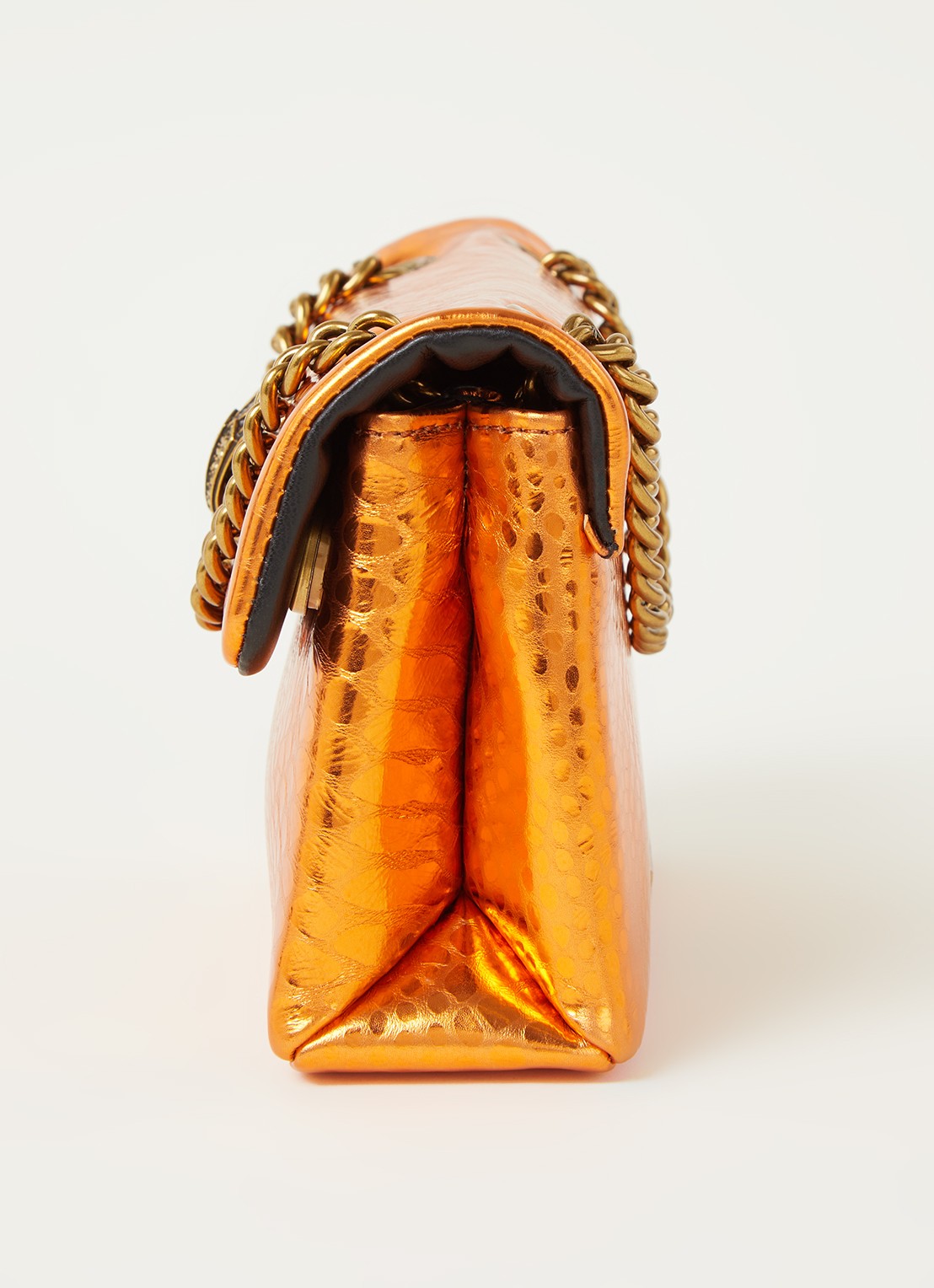Kurt Geiger Kensington Mini X schoudertas van leer met metallic finish - detail 3 oranje