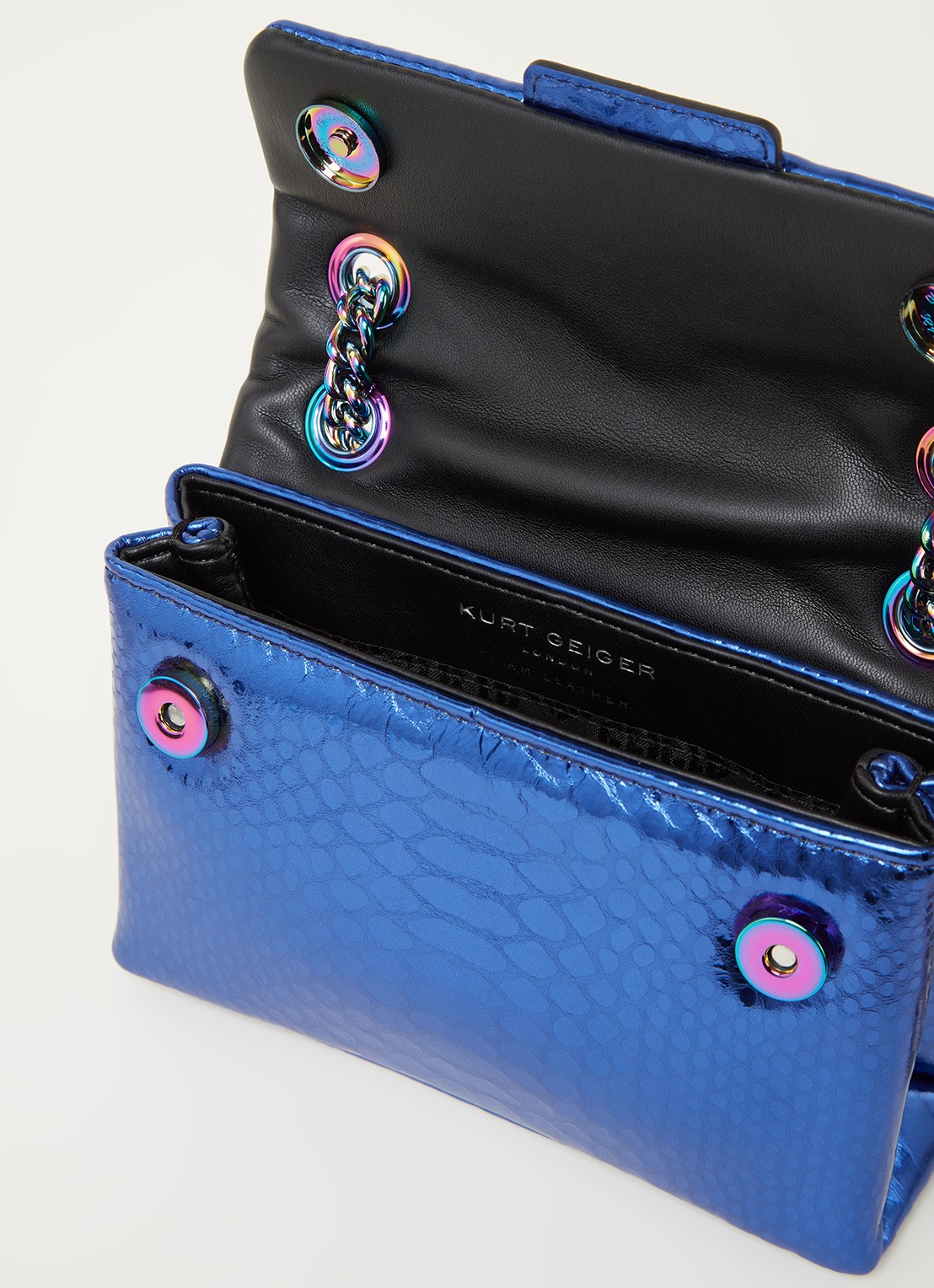 Kurt Geiger Kensington Mini X schoudertas van leer met metallic finish - detail 3 blauw