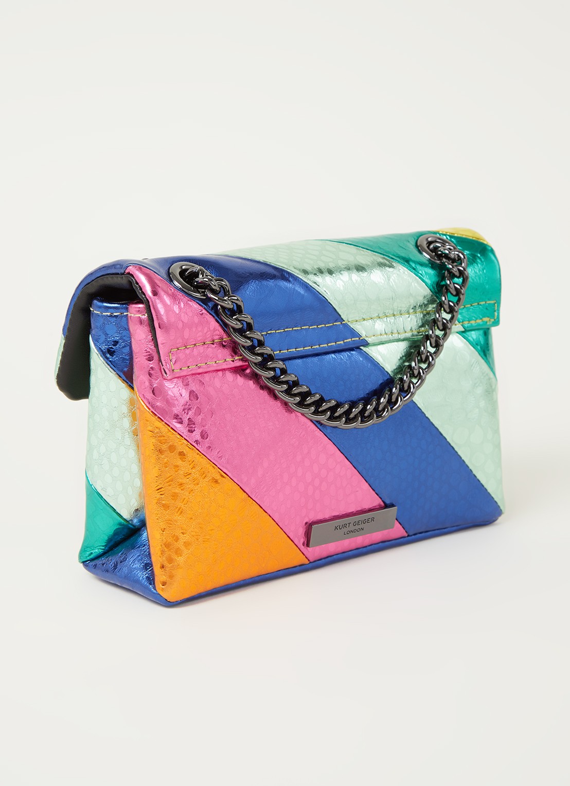 Kurt Geiger Kensington Mini X schoudertas van leer met metallic finish - achterkant 3 multicolor