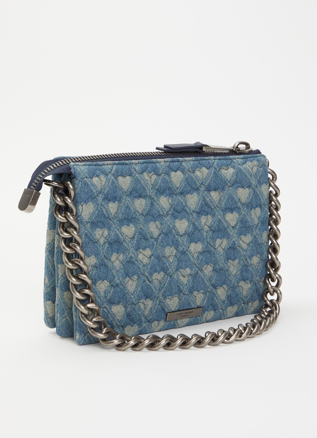 Kurt Geiger Kensington Puff handtas van denim met afneembare schouderriem - achterkant 5 blauw
