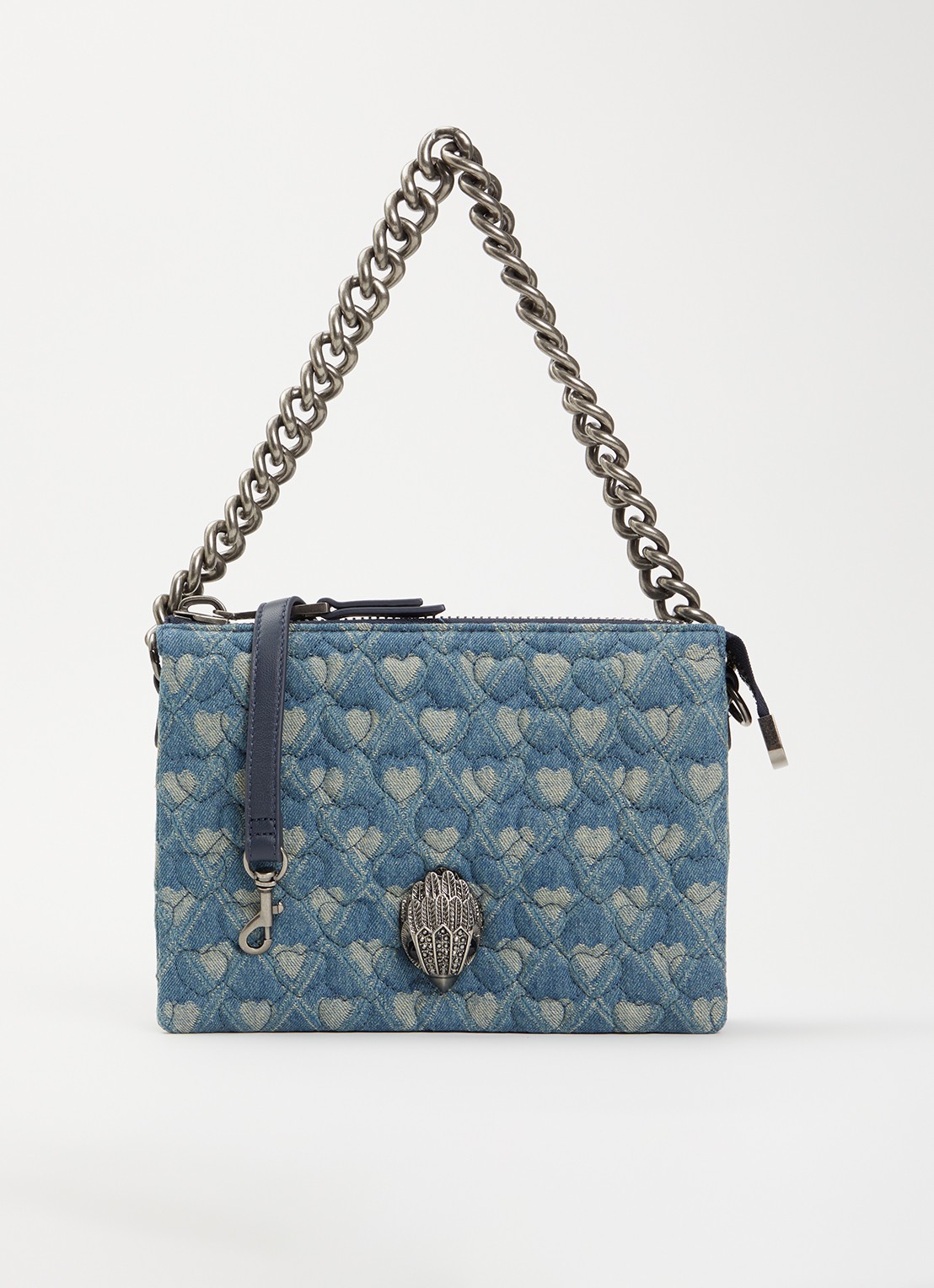 Kurt Geiger Kensington Puff handtas van denim met afneembare schouderriem - voorkant blauw