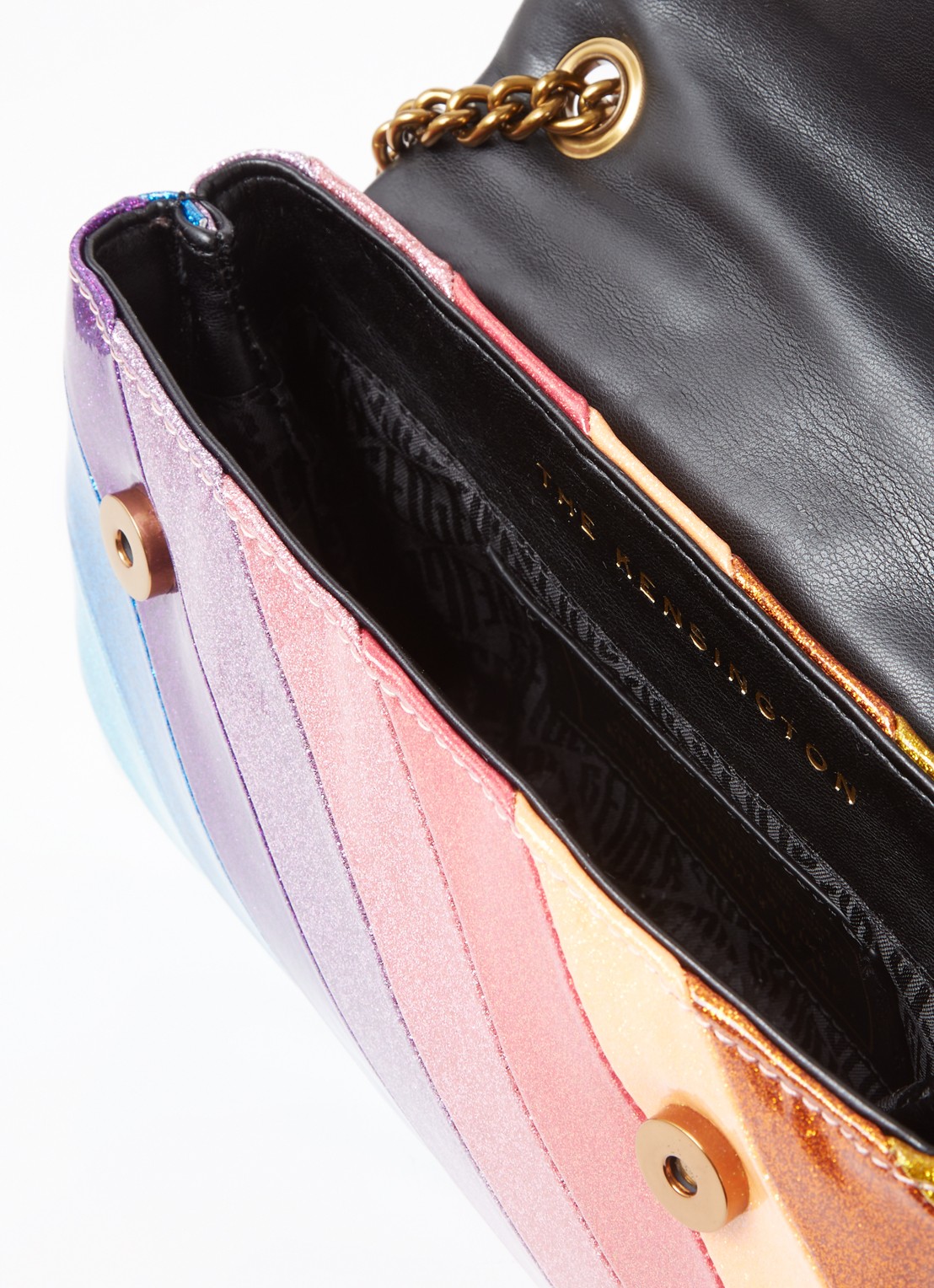 Kurt Geiger Kensington schoudertas met glitter - detail 2 fuchsia