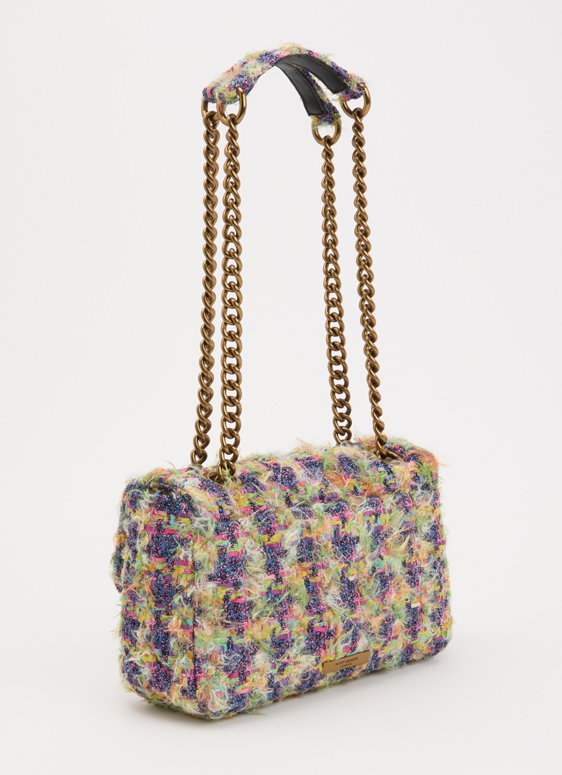 Kurt Geiger Kensington schoudertas met tweed-look en strass - achterkant 7 multicolor