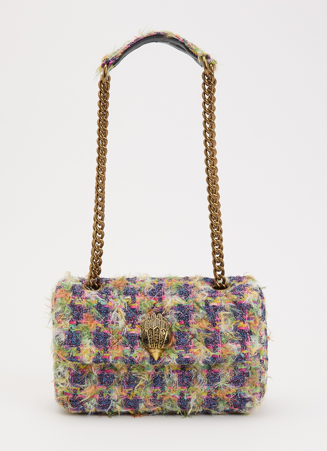 Kurt Geiger Kensington schoudertas met tweed-look en strass - voorkant multicolor