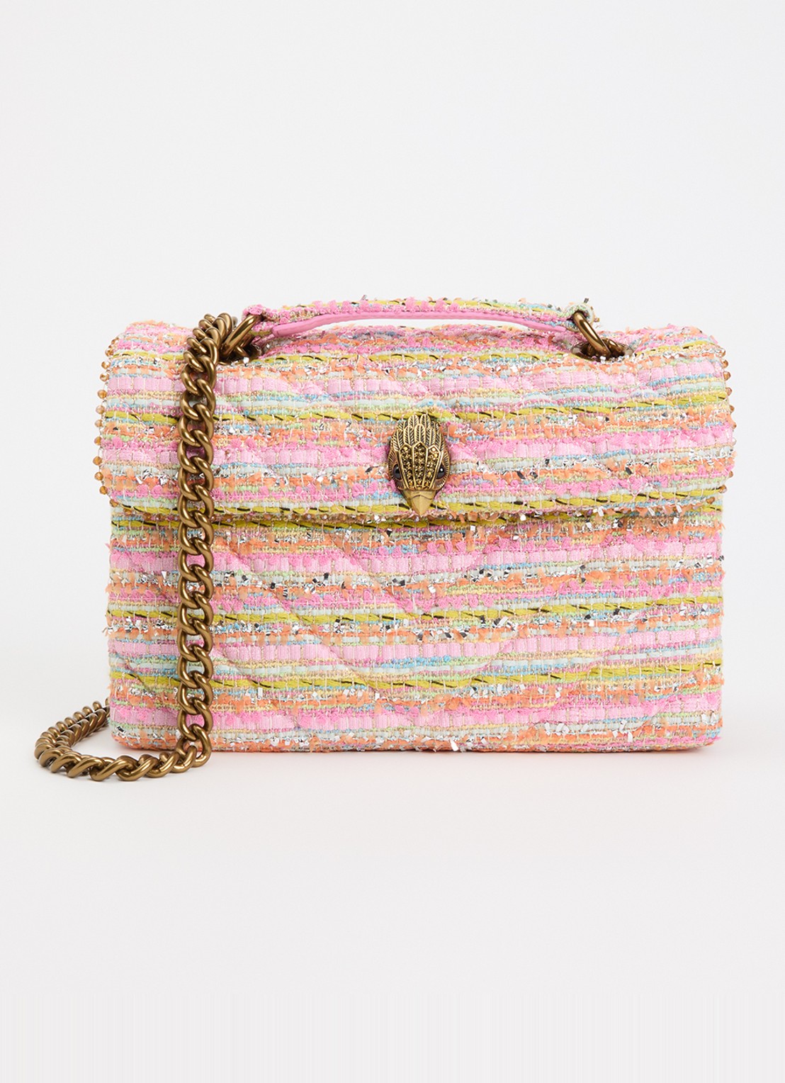 Kurt Geiger Kensington schoudertas met tweed-look - voorkant 2 roze