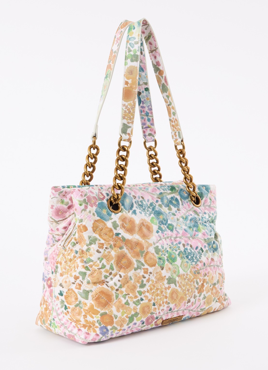 Kurt Geiger Kensington schoudertas van lamsleer met bloemenprint - achterkant 3 oudroze