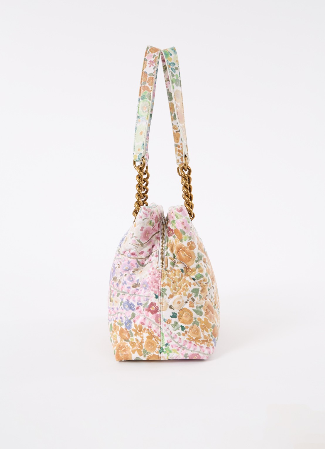 Kurt Geiger Kensington schoudertas van lamsleer met bloemenprint - detail 2 oudroze