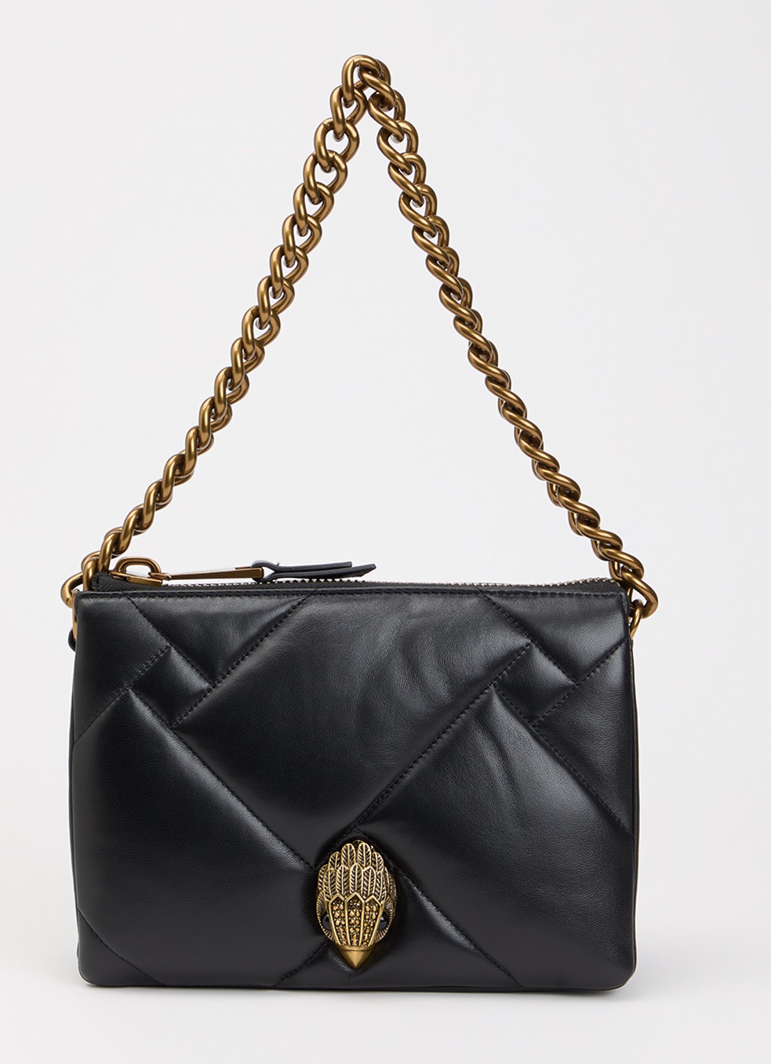 Kurt Geiger Kensington schoudertas van leer met quilt patroon - voorkant zwart