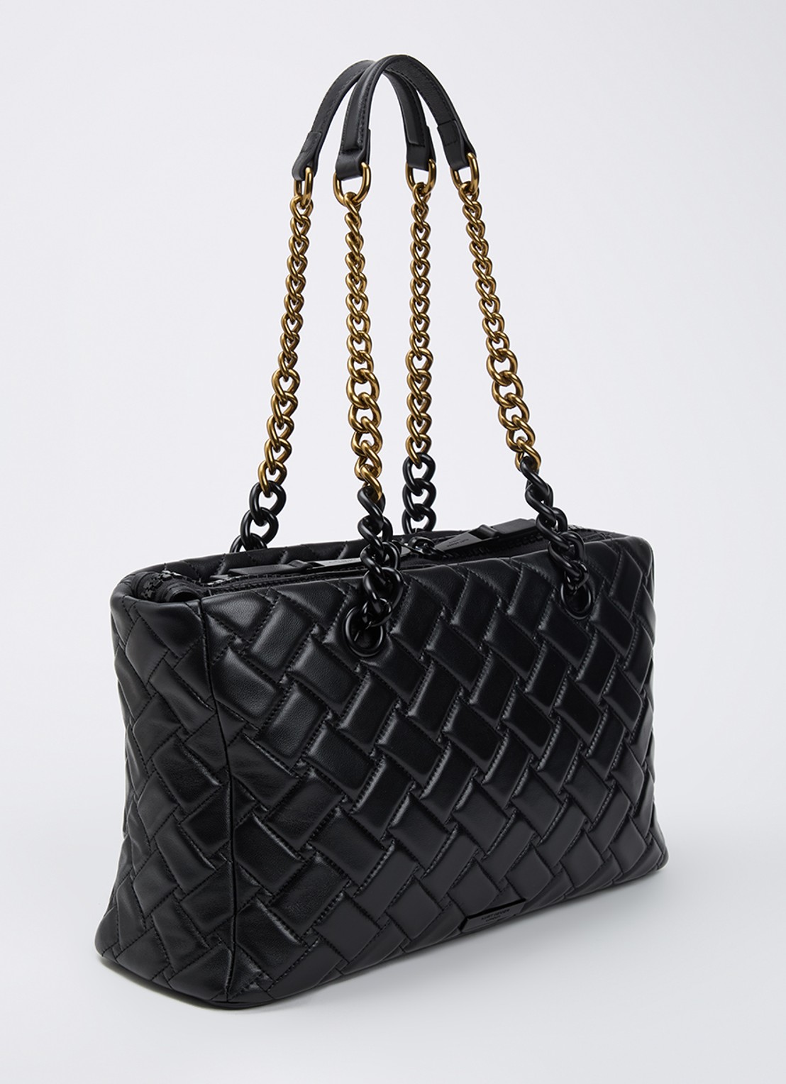 Kurt Geiger Kensington schoudertas van leer met quiltpatroon - achterkant zwart