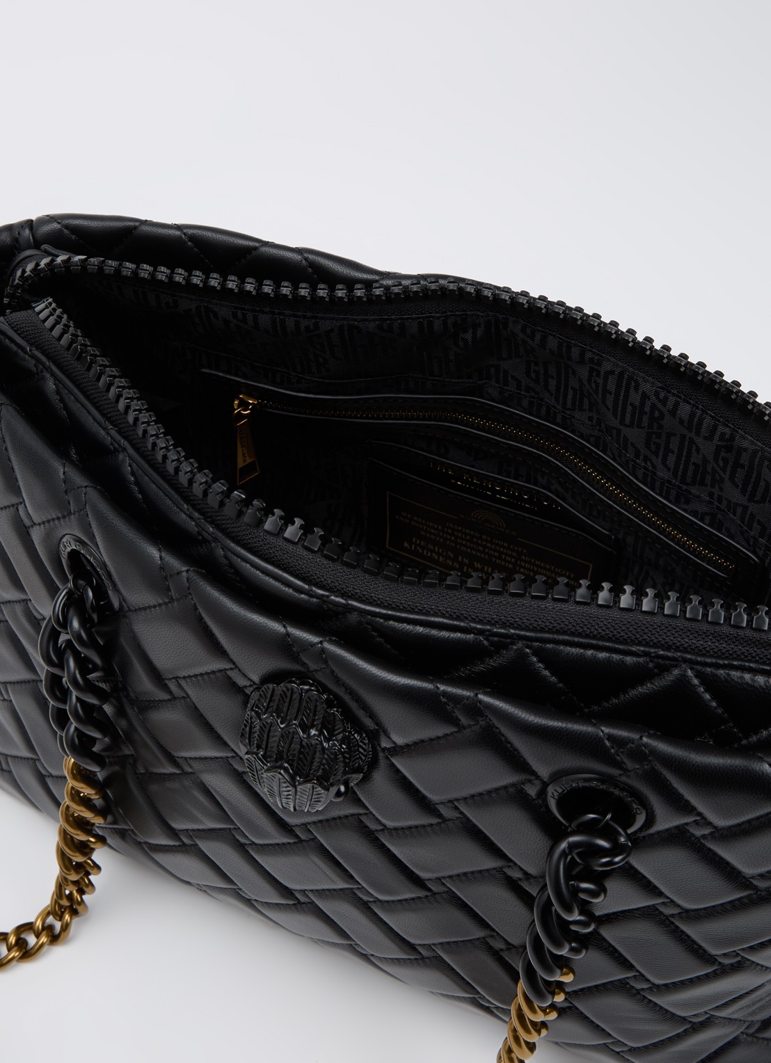 Kurt Geiger Kensington schoudertas van leer met quiltpatroon - detail 2 zwart