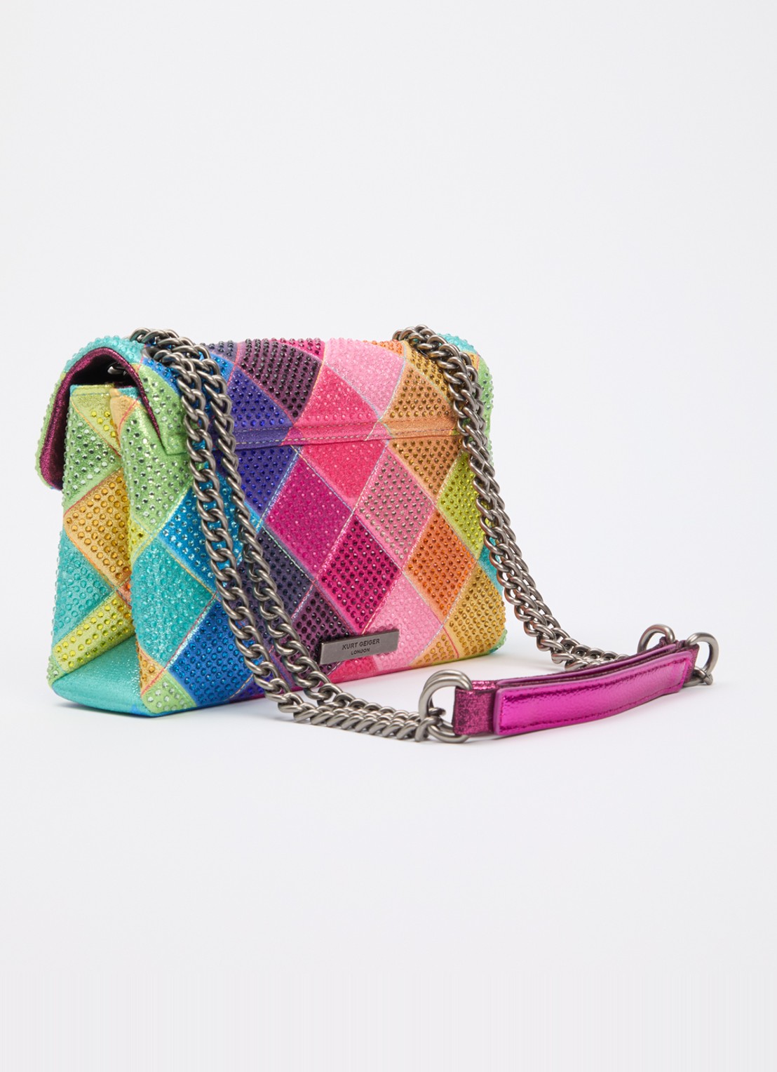 Kurt Geiger Kensington schoudertas van leer met strass - achterkant multicolor