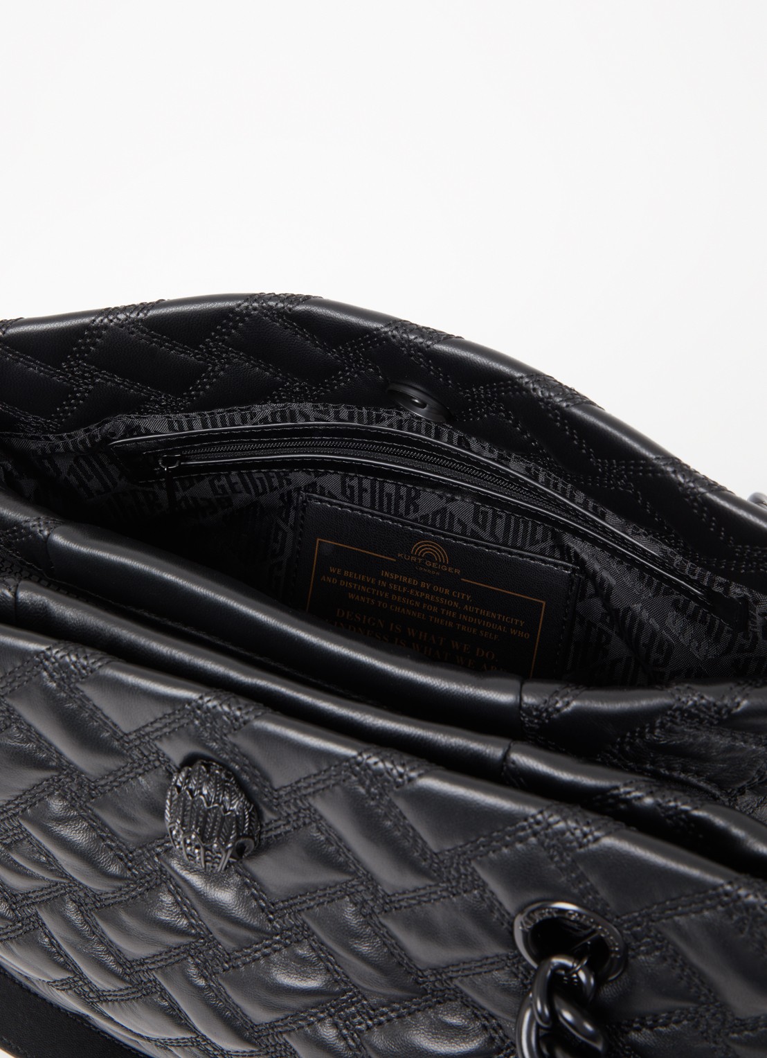 Kurt Geiger Kensington schoudertas van quilted lamsleer - detail 2 zwart