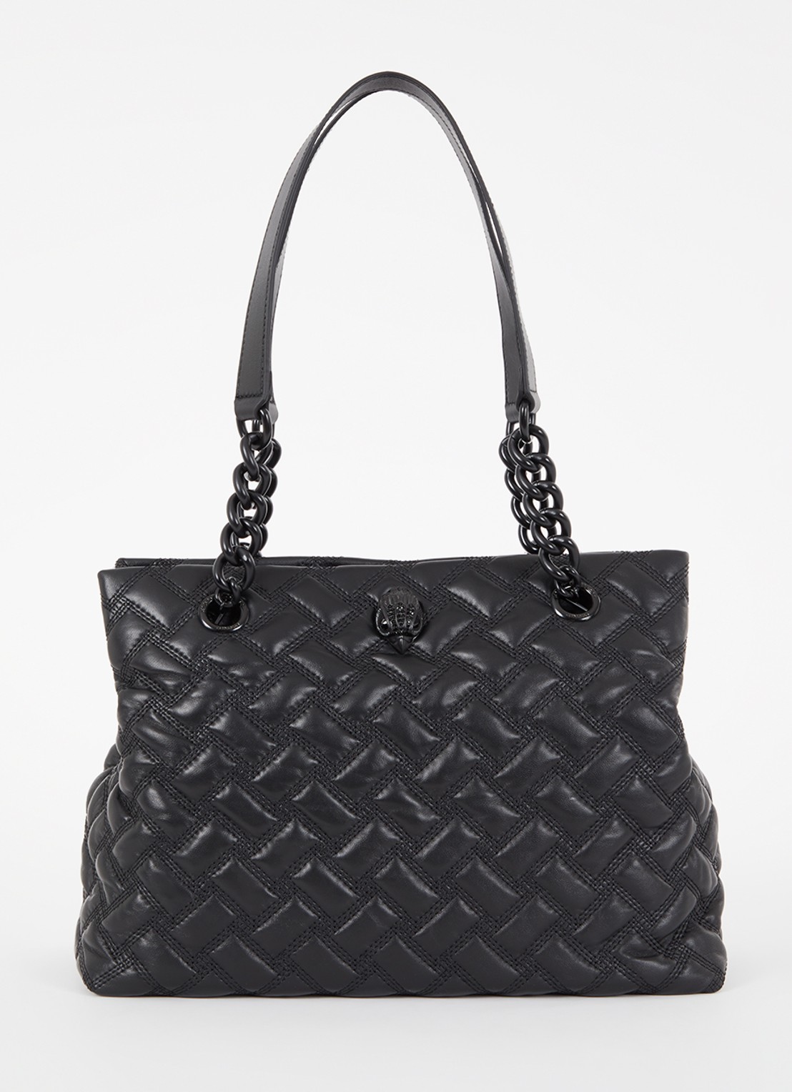 Kurt Geiger Kensington schoudertas van quilted lamsleer - voorkant 4 zwart