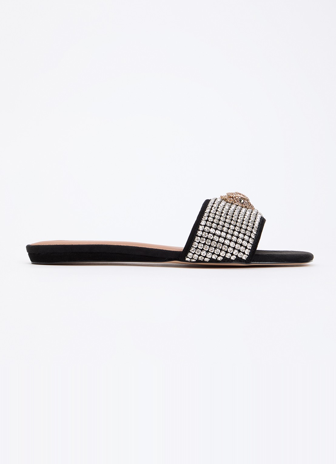 Kurt Geiger Kensington slipper met strass - voorkant zwart
