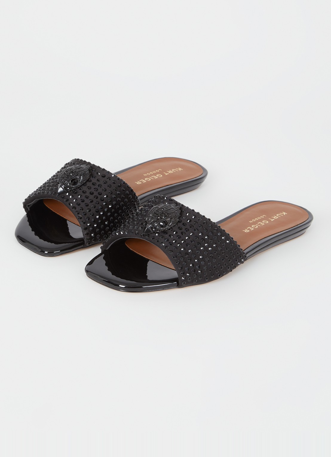Kurt Geiger Kensington slipper met studs - detail zwart