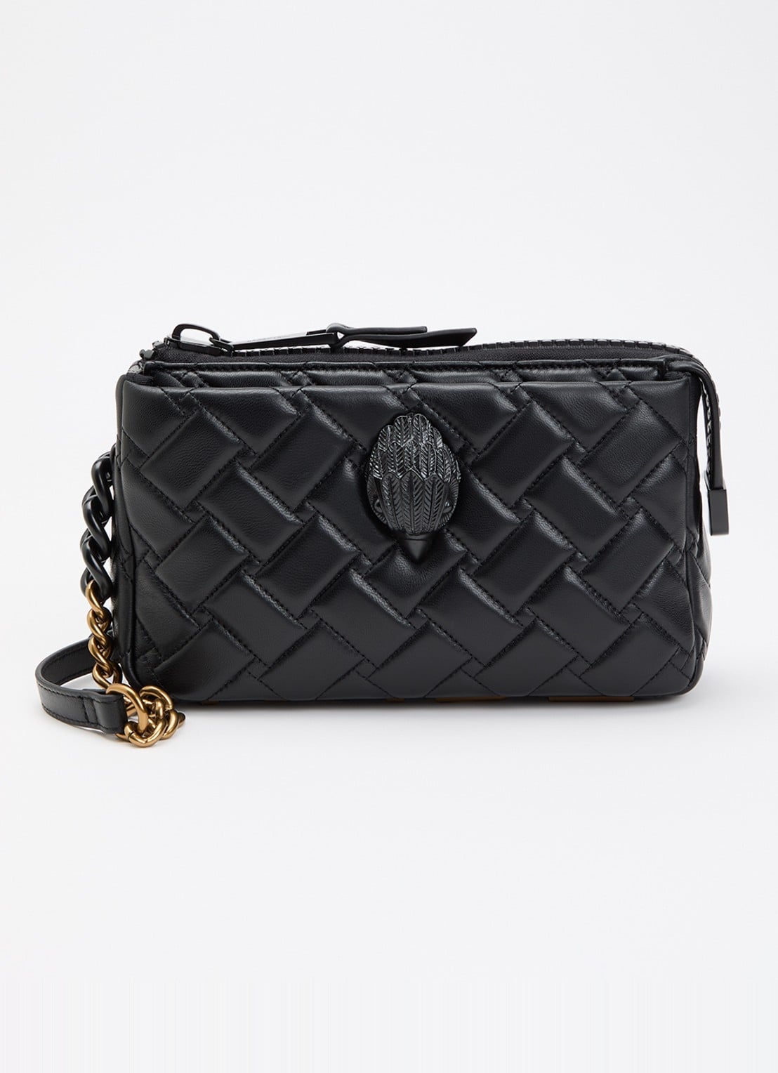 Kurt Geiger Kensington Xbody schoudertas van leer - voorkant zwart