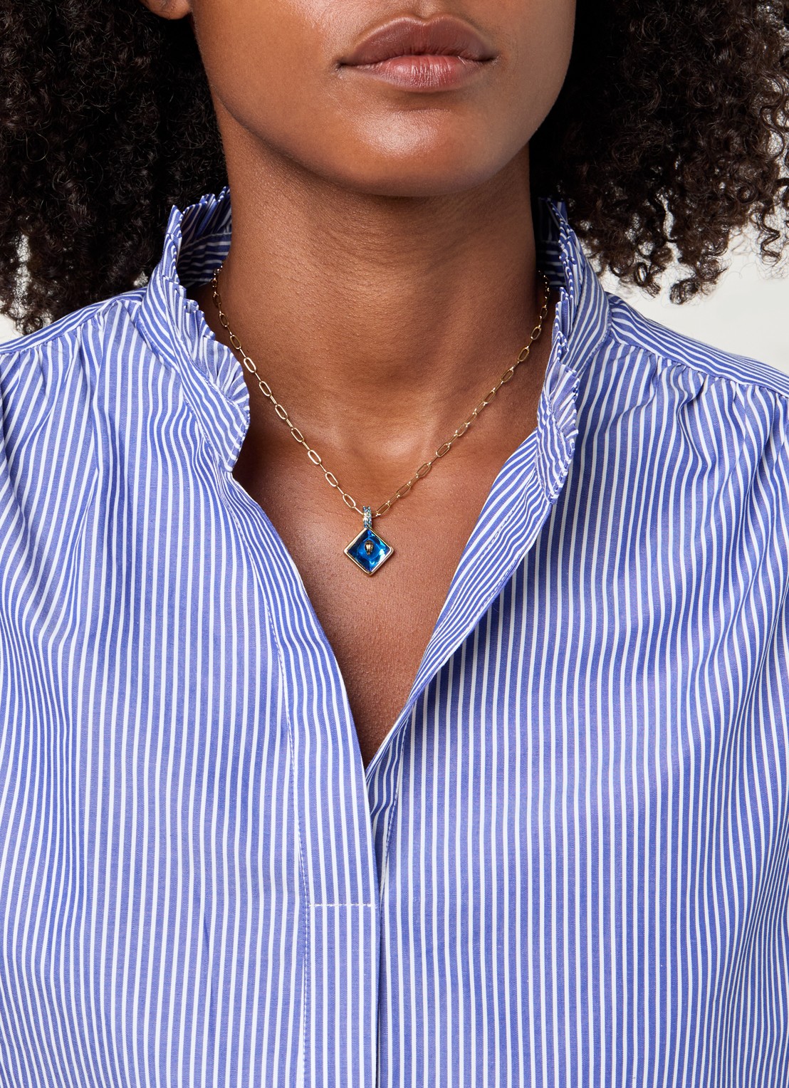 Kurt Geiger Ketting met hanger - voorkant 2 blauw