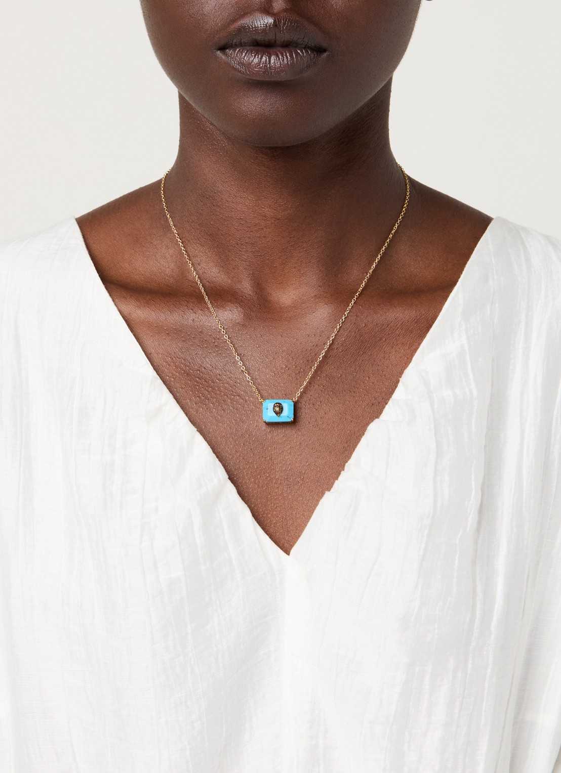 Kurt Geiger Ketting met hanger - voorkant 5 turquoise