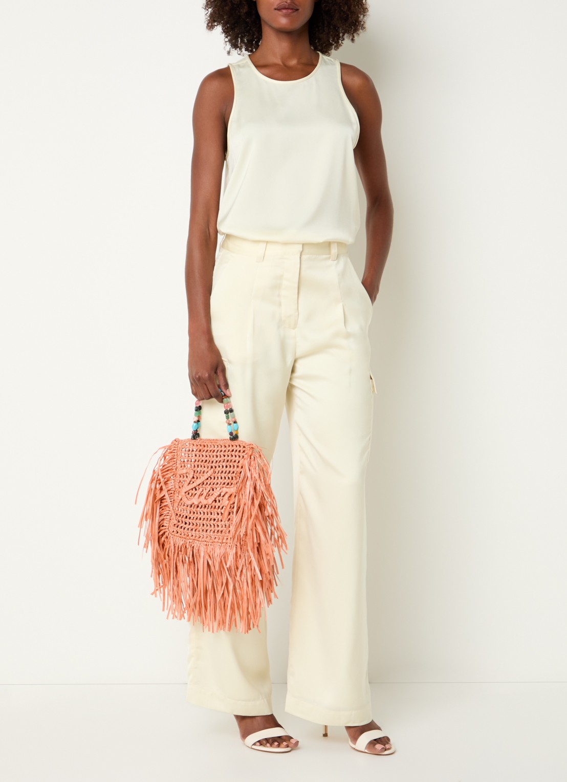 Kurt Geiger Kurt Mini handtas met franjes - voorkant 2 oranje