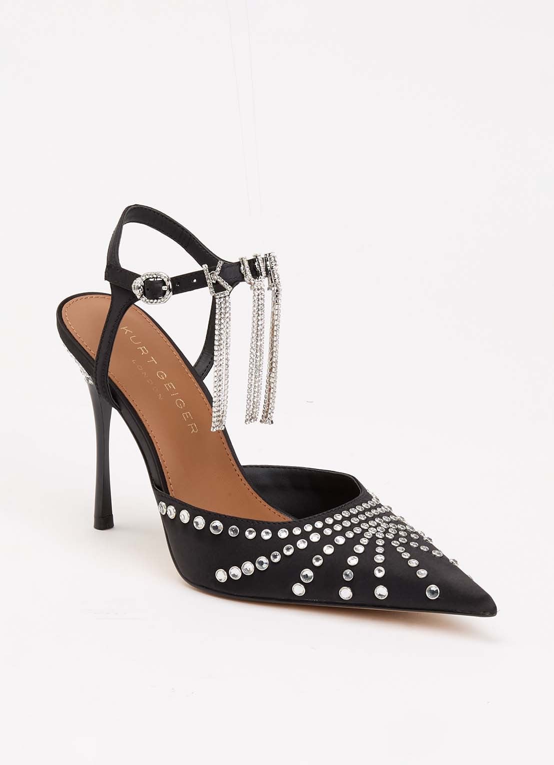 Kurt Geiger Kurt sandalette met strass - voorkant zwart