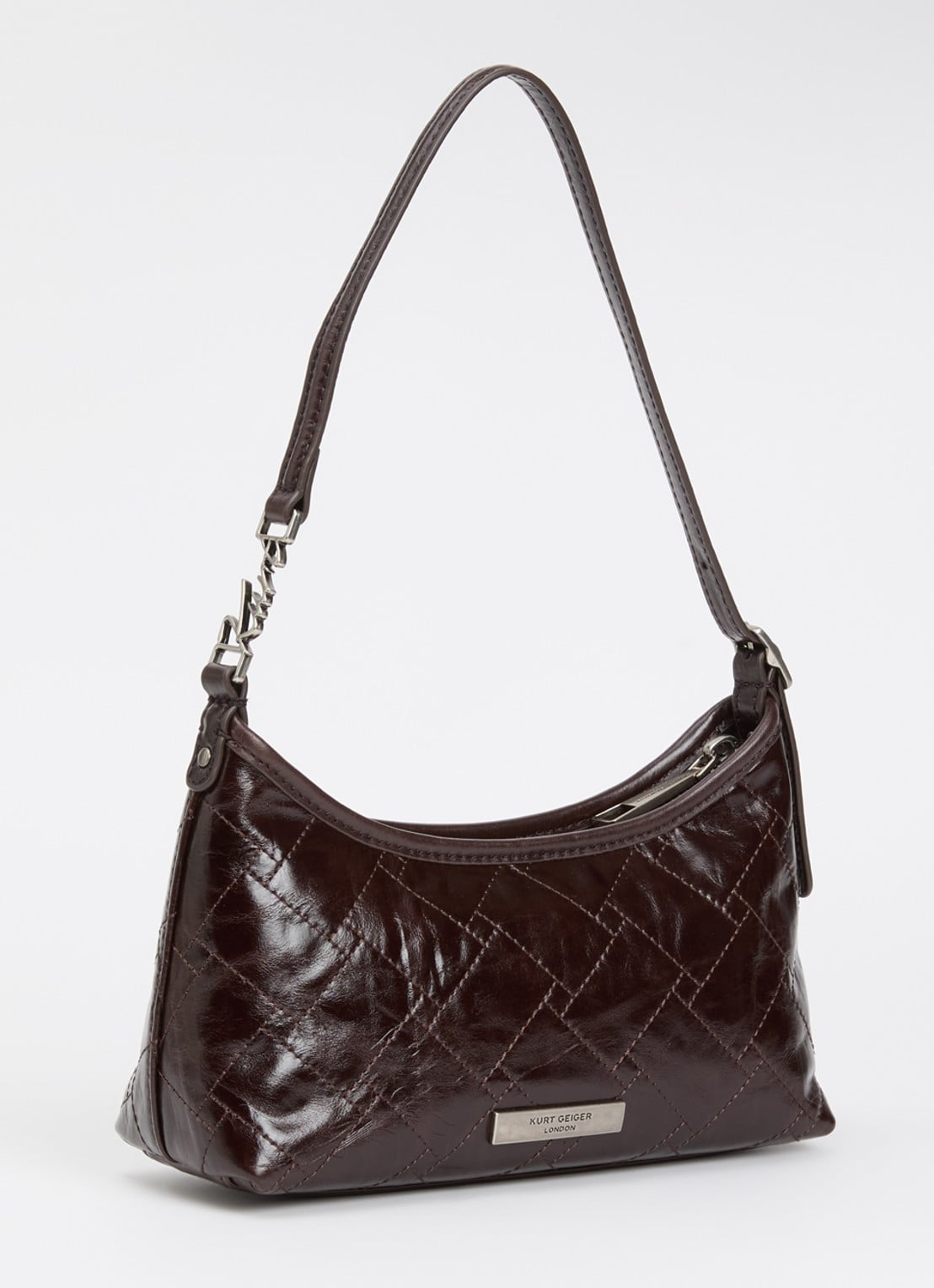 Kurt Geiger Kurt Sling schoudertas van leer met quilt patroon - achterkant 5 donkerbruin