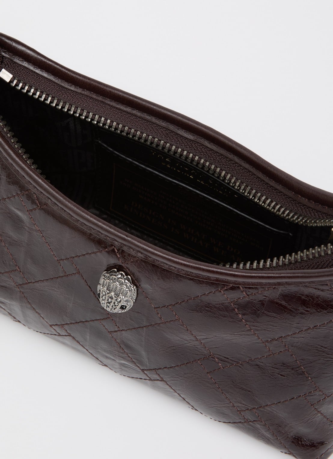 Kurt Geiger Kurt Sling schoudertas van leer met quilt patroon - detail 2 donkerbruin
