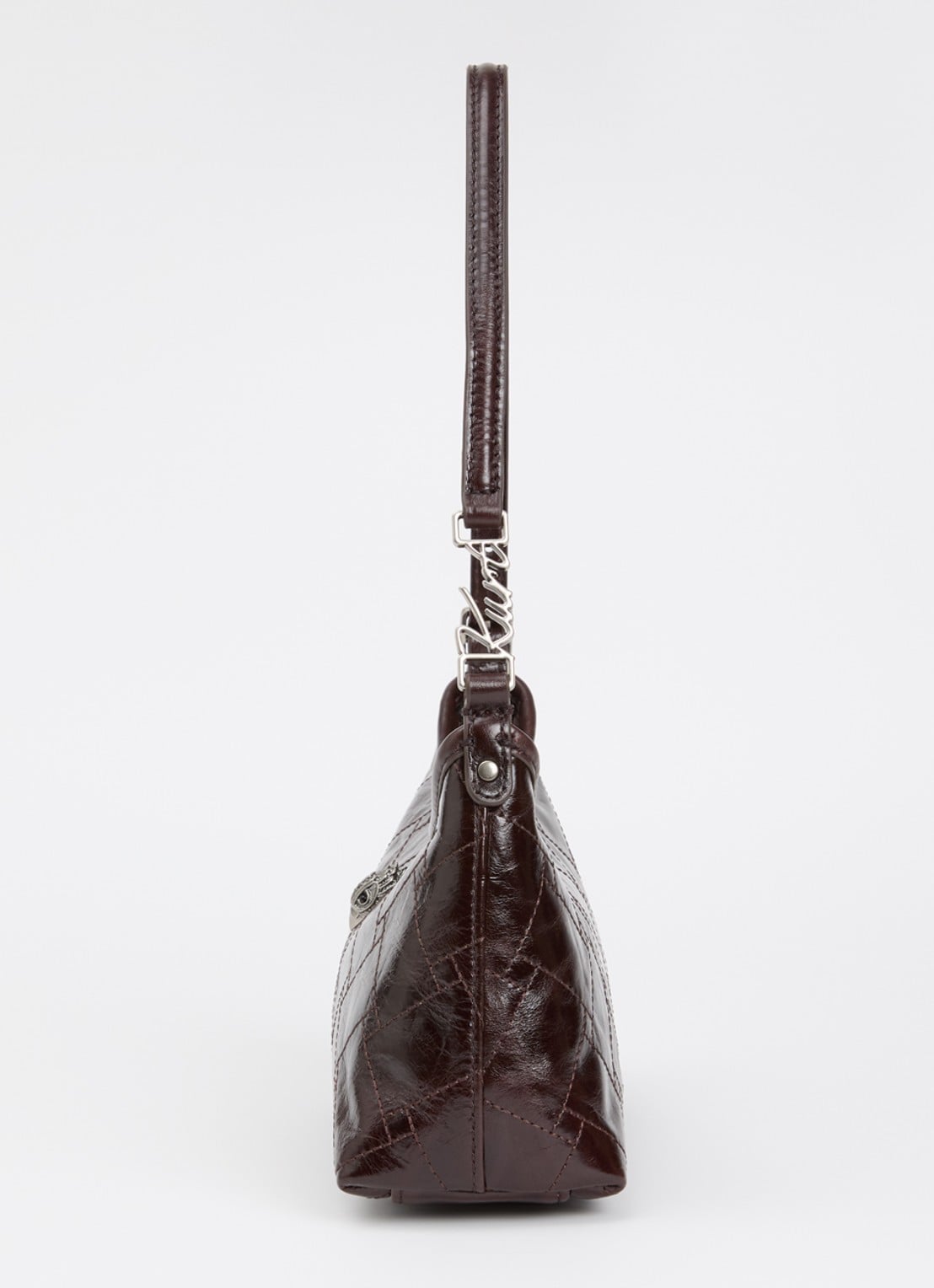 Kurt Geiger Kurt Sling schoudertas van leer met quilt patroon - detail 3 donkerbruin