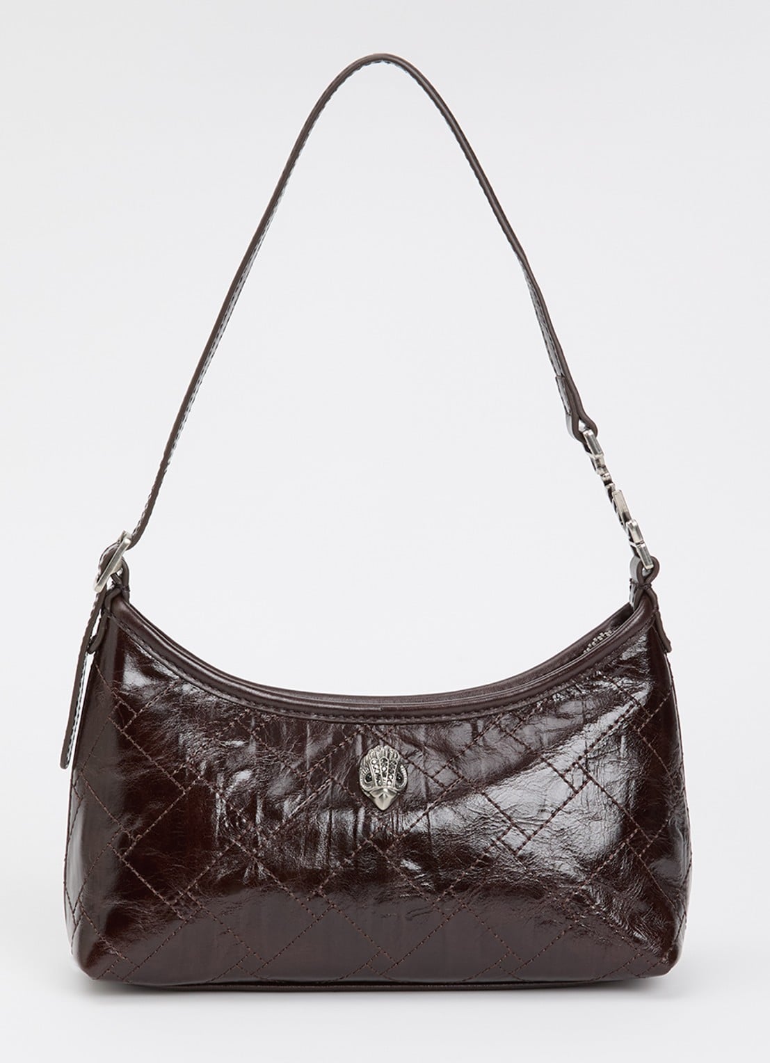Kurt Geiger Kurt Sling schoudertas van leer met quilt patroon - voorkant donkerbruin