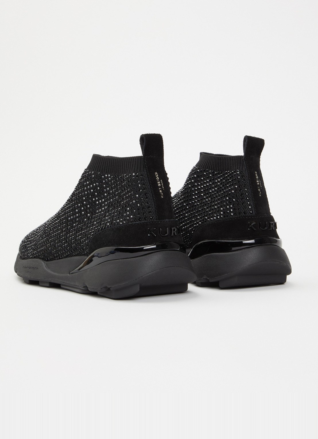 Kurt Geiger Kurt sneaker met gebreid bovenwerk en strass - achterkant 2 zwart