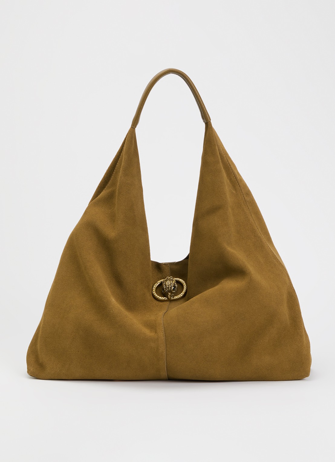 Kurt Geiger Large Chelsea Slouch schoudertas van suède - voorkant 4 cognac