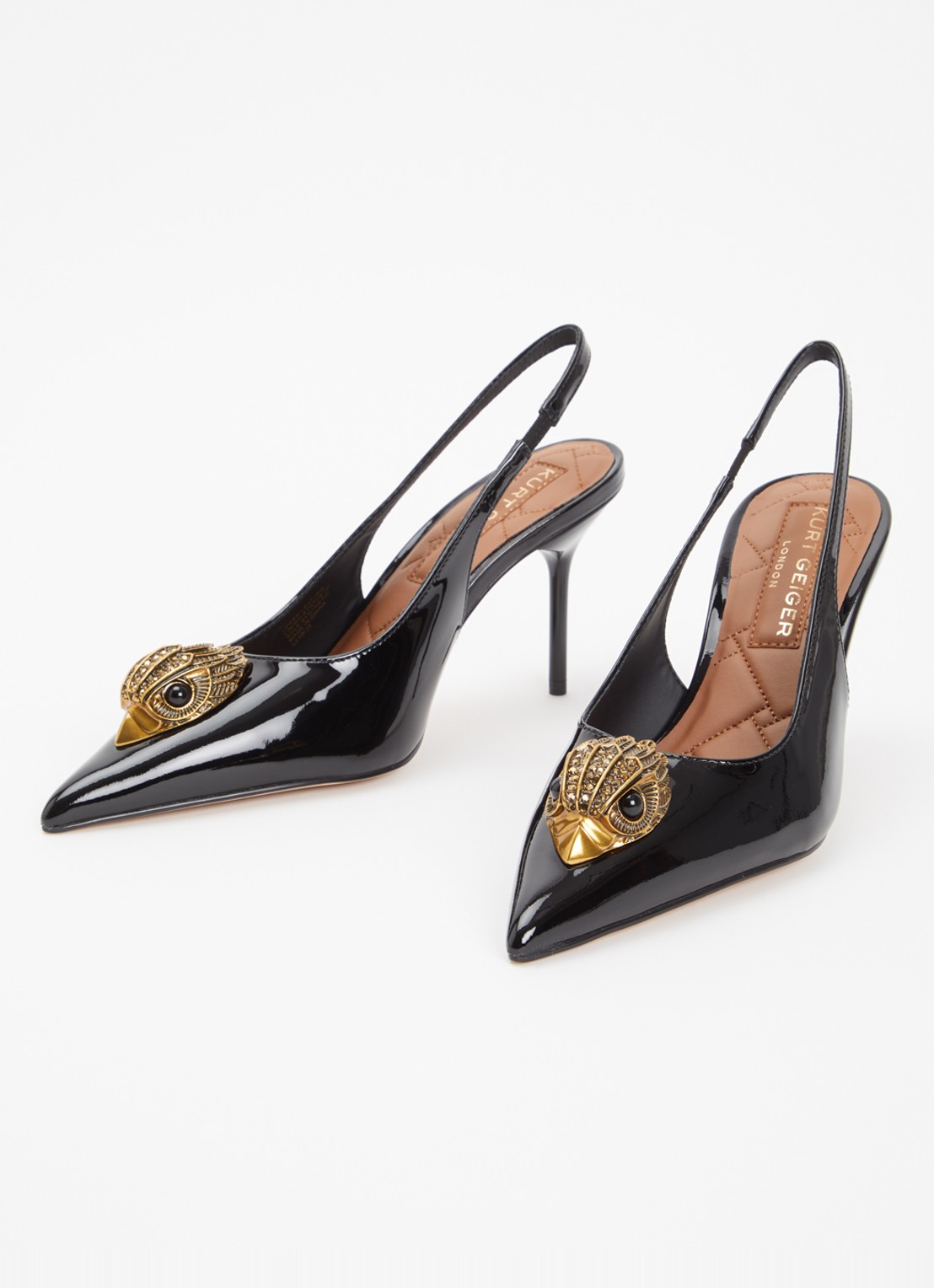 Kurt Geiger Large Eagle slingback van leer - detail zwart