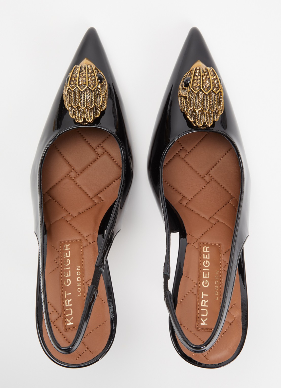Kurt Geiger Large Eagle slingback van leer - detail 2 zwart