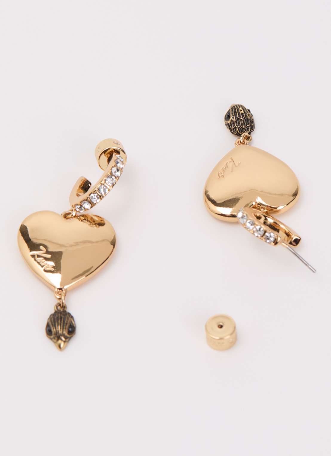 Kurt Geiger Large Heart Huggies oorstekers met kristal - detail 3 goud