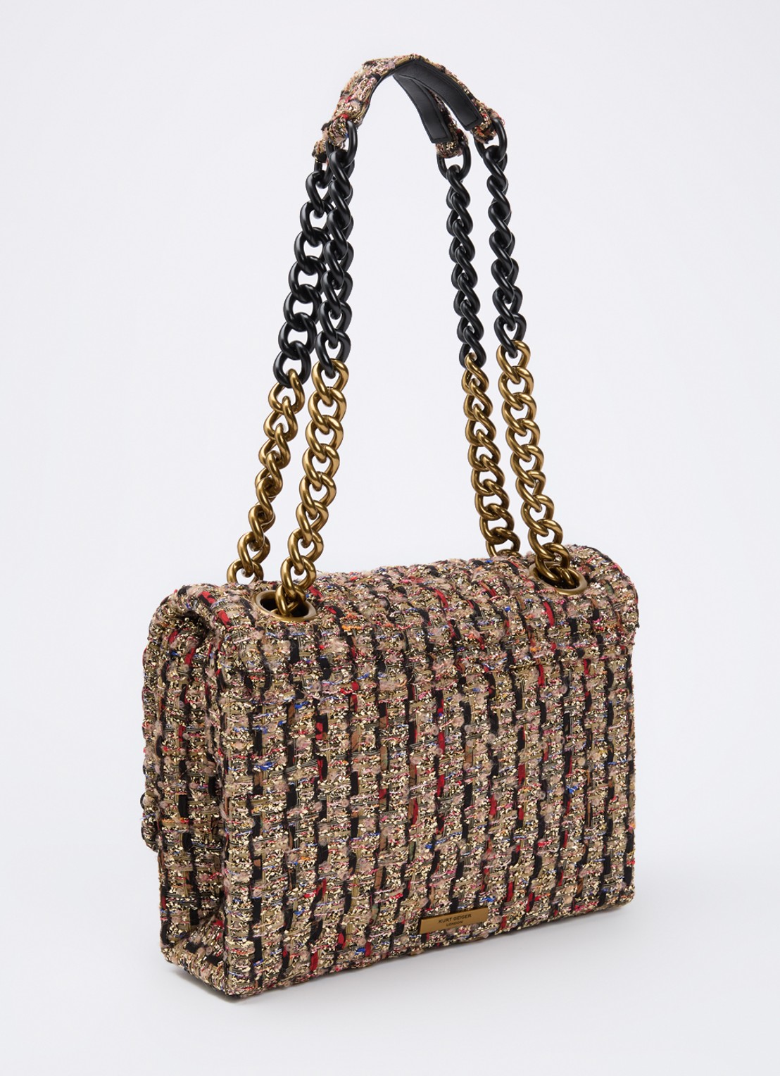 Kurt Geiger Large Kensington schoudertas met tweed-look - achterkant 7 goud