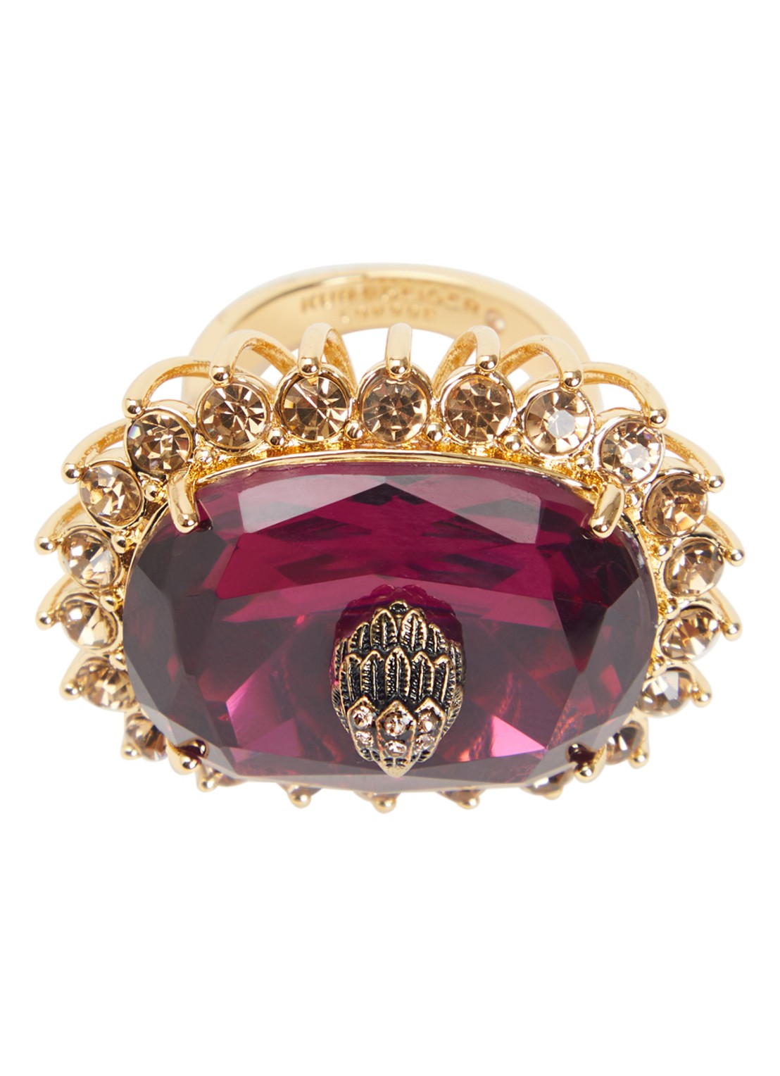 Kurt Geiger Large Sloane Cocktail ring met kristal - voorkant 3 goud