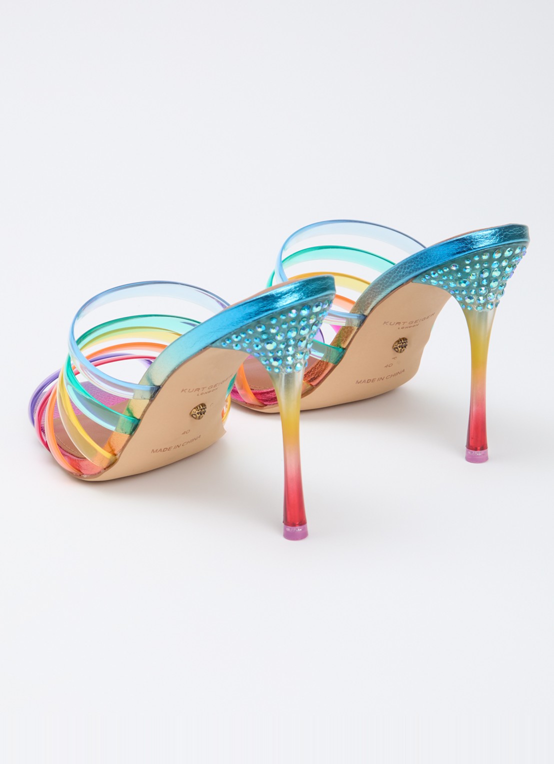 Kurt Geiger Maddison sandalette met metallic finish en strass - achterkant paars