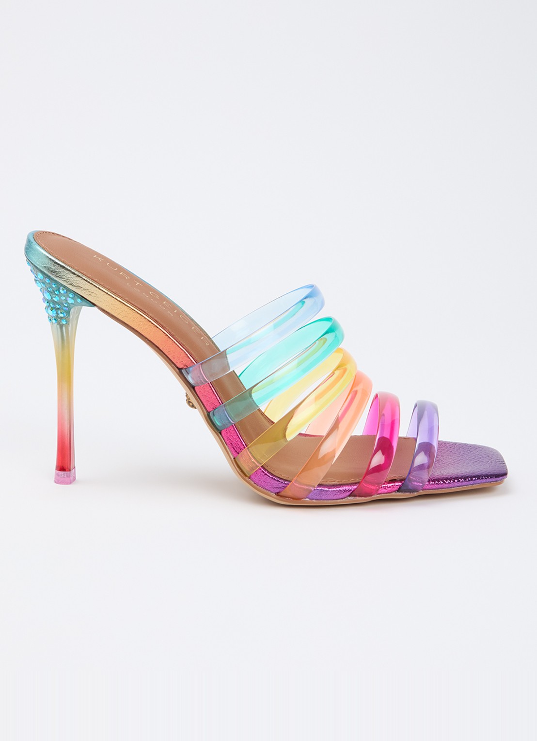 Kurt Geiger Maddison sandalette met metallic finish en strass - voorkant 5 paars