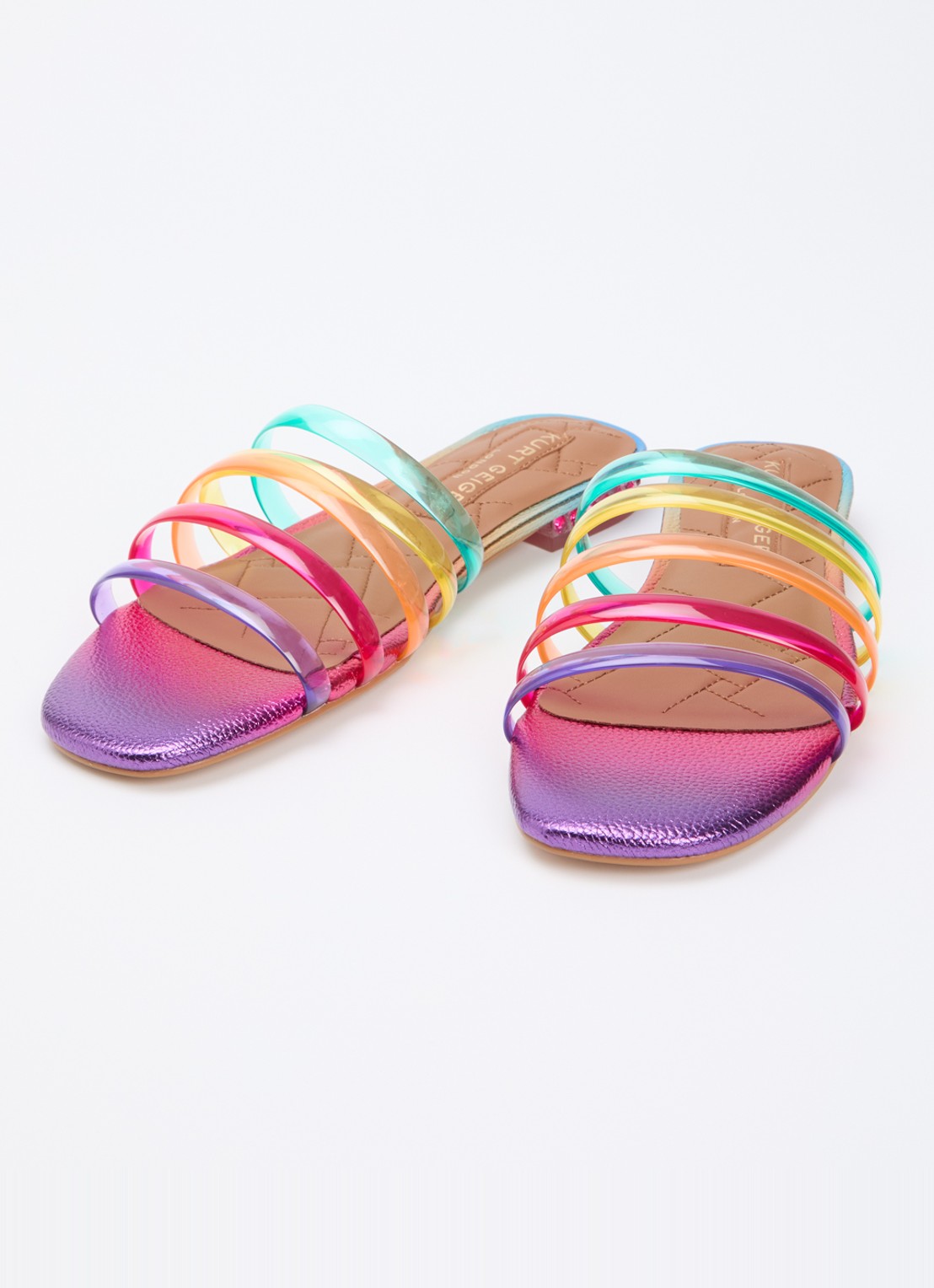 Kurt Geiger Maddison slipper met metallic finish en strass - detail paars