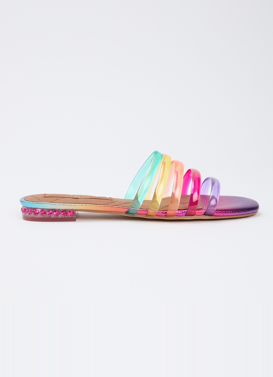 Kurt Geiger Maddison slipper met metallic finish en strass - voorkant 4 paars