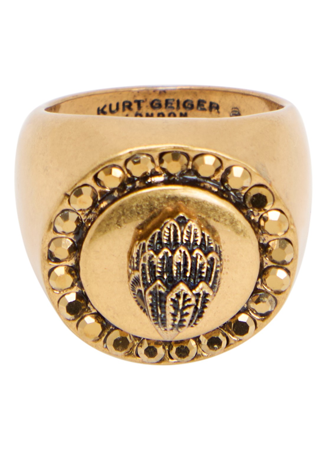 Kurt Geiger Mansion ring met kristal - voorkant 3 goud
