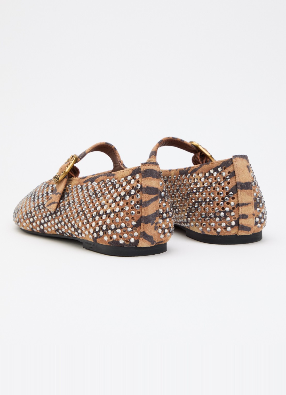 Kurt Geiger Mayfair ballerina van suède met strass - achterkant 5 camel