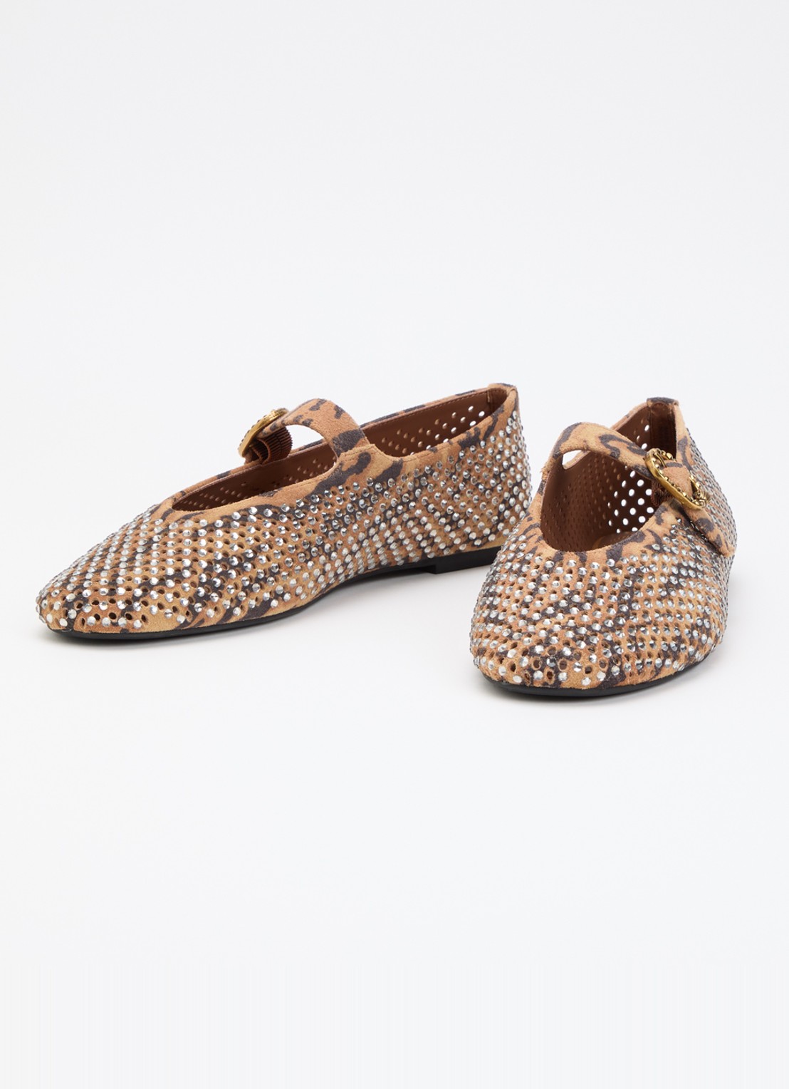 Kurt Geiger Mayfair ballerina van suède met strass - detail 2 camel