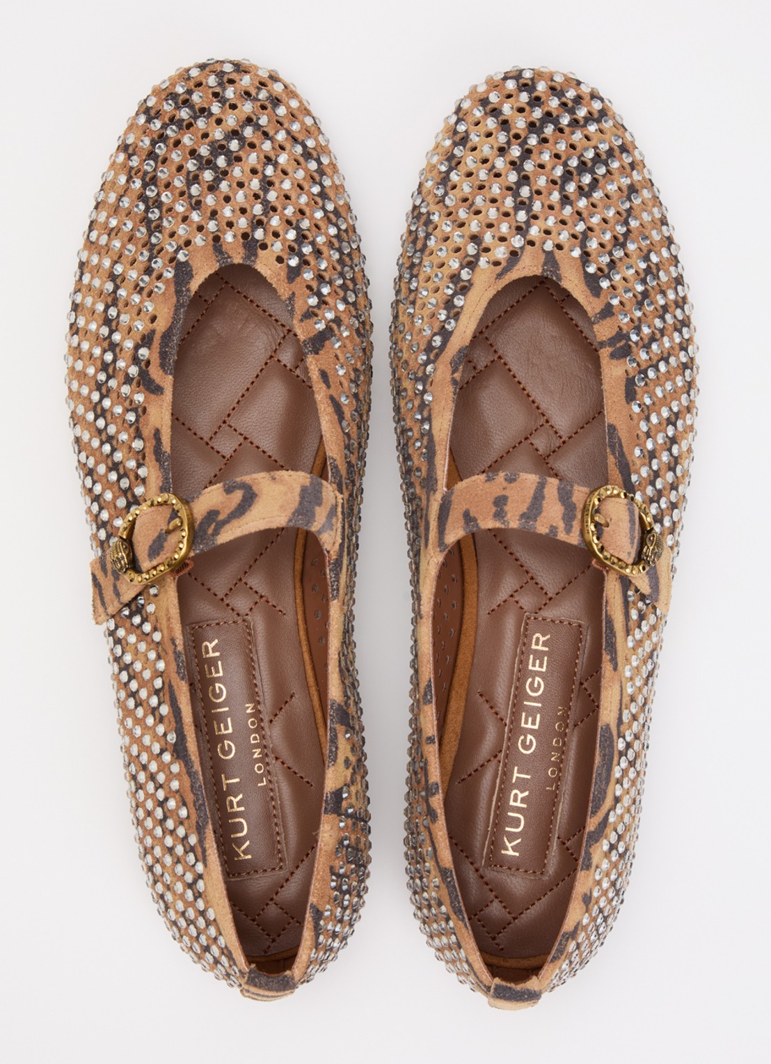 Kurt Geiger Mayfair ballerina van suède met strass - detail 3 camel