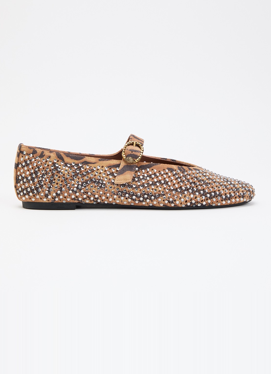 Kurt Geiger Mayfair ballerina van suède met strass - voorkant camel