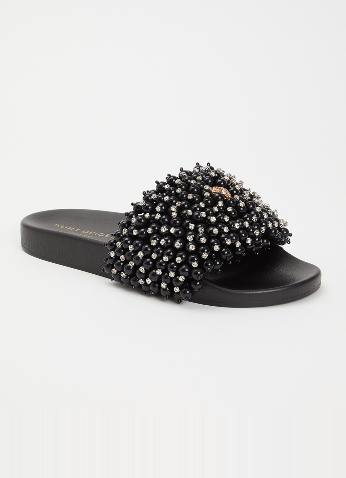 Kurt Geiger Meena Eagle slipper met strass - voorkant 5 zwart