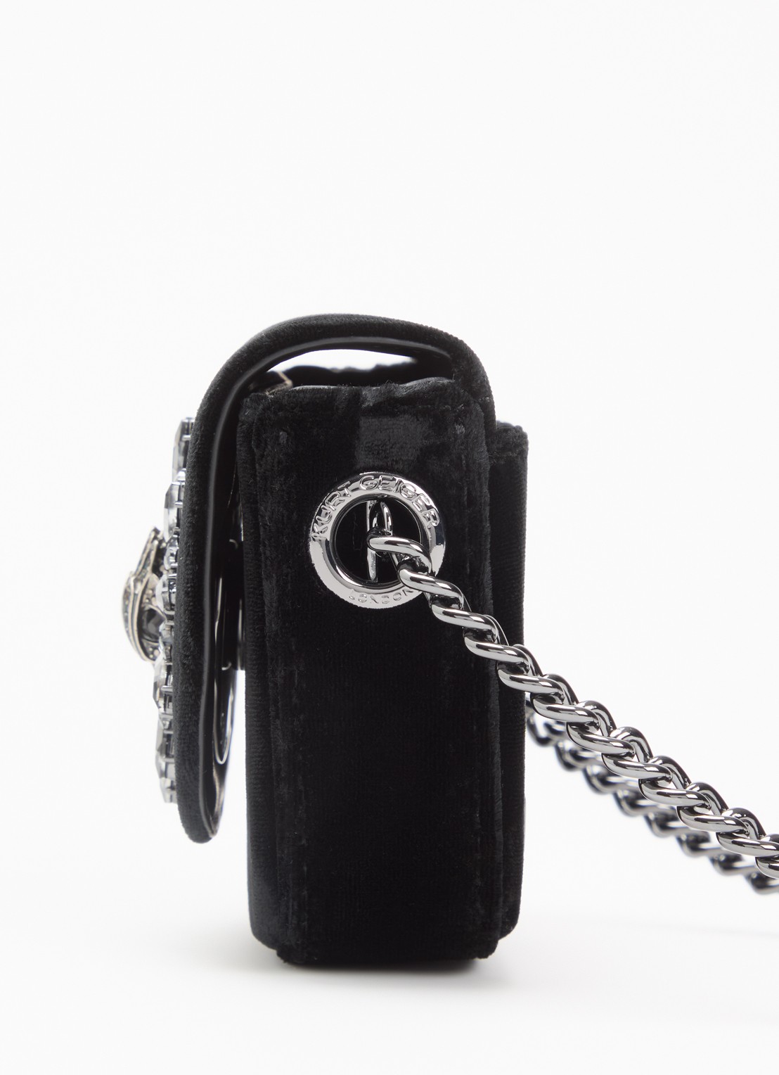 Kurt Geiger Micro Chelsea Saddle crossbodytas van fluweel met logo - detail 4 zwart
