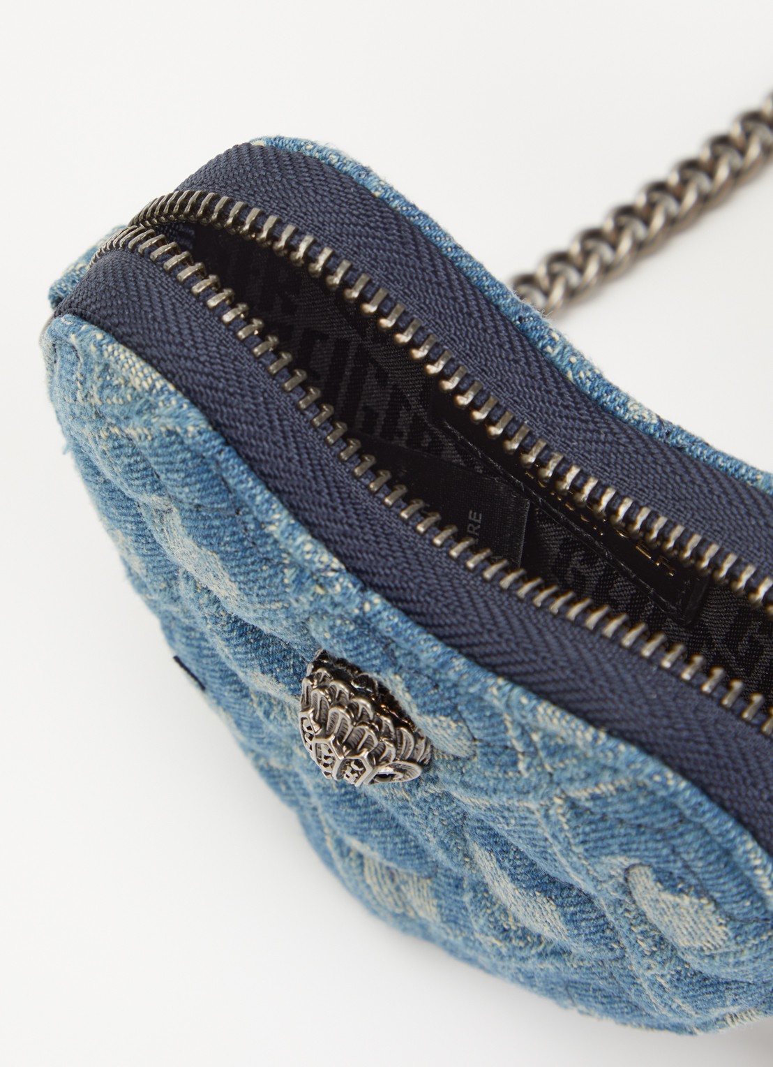 Kurt Geiger Micro Heart crossbodytas van denim met strass - detail 2 indigo
