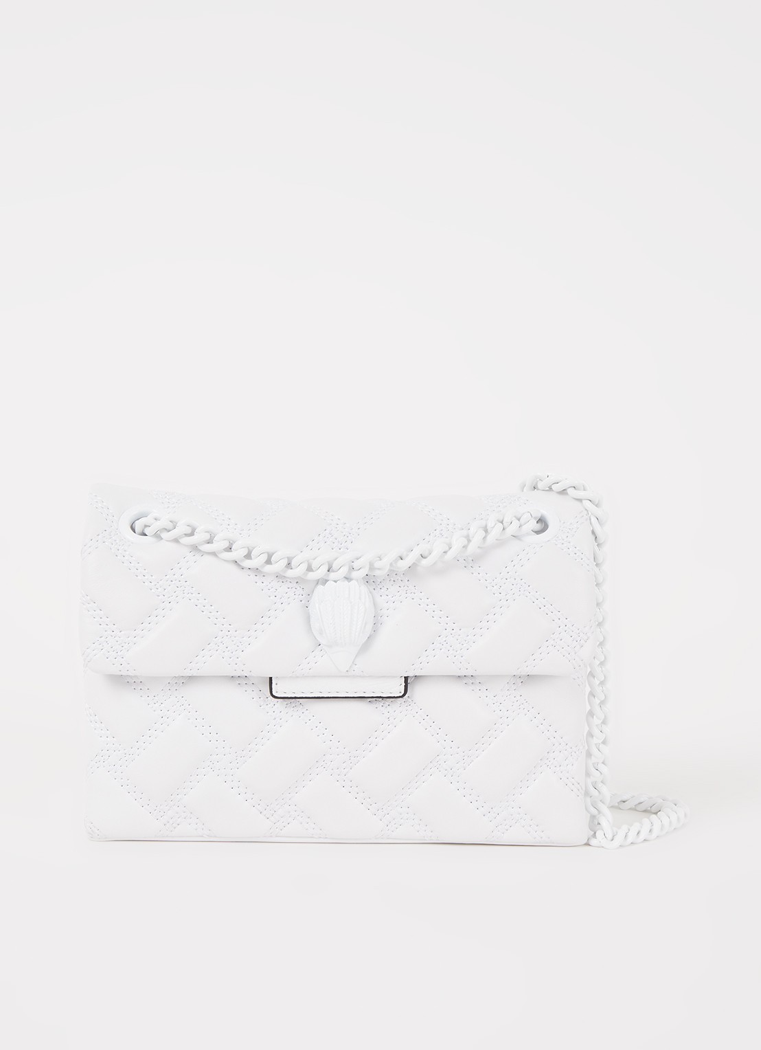 Kurt Geiger Mini Kensington crossbodytas van leer - voorkant 3 wit